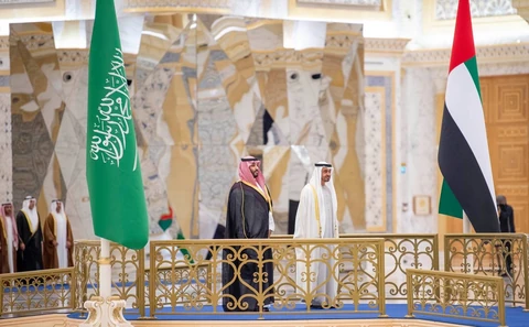 مراسم استقبال رسمية لسمو سيدي ولي العهد في قصر الوطن في العاصمة الإماراتية أبوظبي بمناسبة زيارته الرسمية