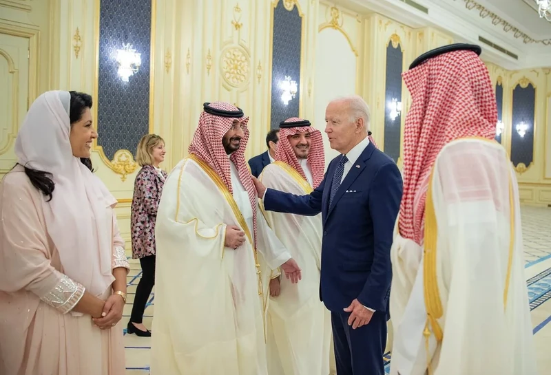 سمو سيدي ولي العهد وفخامة رئيس الولايات المتحدة الأمريكية، يعقدان جلسة مباحثات رسمية، بقصر السلام في جدة - صورة 14
