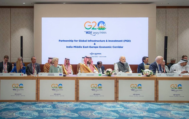 مشاركة سمو سيدي ولي العهد في اجتماع "الممر الاقتصادي" والشراكة من أجل البنية التحتية العالمية والاستثمار بنيودلهي. - صورة 3