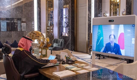 اتصال مرئي يجمع سمو سيدي ولي العهد ورئيس وزراء اليابان