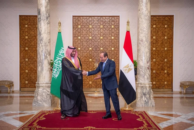 سمو سيدي ولي العهد ورئيس جمهورية مصر في قصر الاتحادية بالقاهرة, حيث أقيمت لسموه مراسم استقبال رسمية - صورة 11