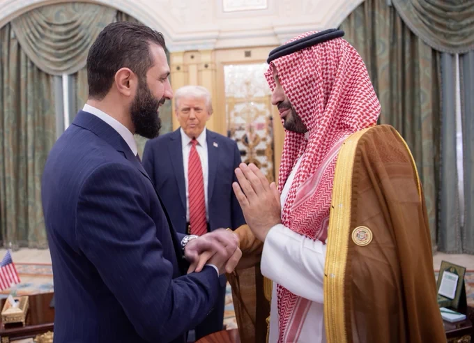 لقاء يجمع سمو سيدي ولي العهد والرئيس الأمريكي والرئيس السوري في الرياض اليوم - صورة 5